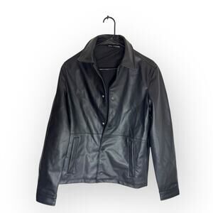 ZARA Vegan Leather Clean Girl Women's S Long Sleeve‎ Button Coat Festival Boho